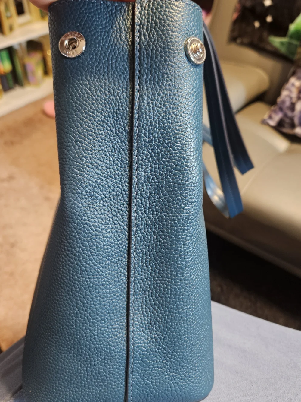 Michael Kors Teal Blue Pebbled Leather Tote with Wristlet